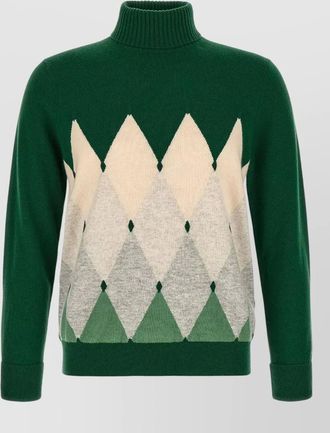 Ballantyne cashmere diamond intarsia turtleneck sweater