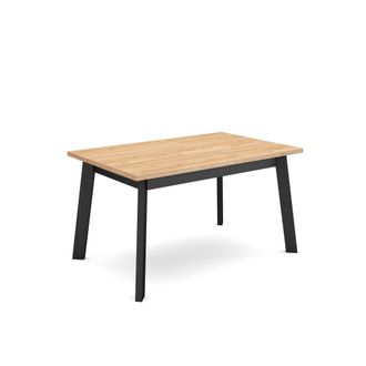 Skraut Home Skraut Home - Mesa Comedor, Mesa Fija Cocina Y Sal&oacute;n, 140, Para 6 Comensales, Patas De Madera, Estilo Moderno, Roble Y Negro