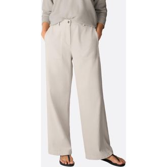 Eileen Fisher High Waist Wide Leg Organic Cotton Pants in Pale Stripe at Nordstrom, Size Medium