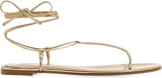 Gianvito Rossi Gwyneth Flat Sandals in Metallic Gold at Nordstrom, Size 37.5