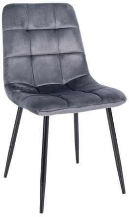 Clp Silla con patas de metal y asiento en Terciopelo Gris oscuro