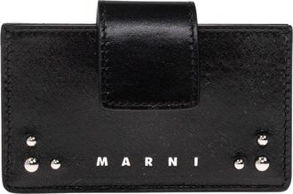 Marni Accessoires, Dames, Zwart, ONE Size, Leer, Kaarthouder met logo