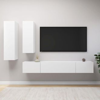 vidaXL Vidaxl - Set De Muebles De Sal&oacute;n Tv 4 Piezas Madera De Ingenier&iacute;a Blanco