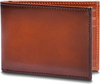 Bosca Hard Smoked with Burnishing Small Bifold Mens Wallet Handbags Tan, Leather