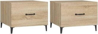vidaXL Vidaxl - Coffee Table with Metal Legs 2 pcs Sonoma Oak 50x50x40 cm