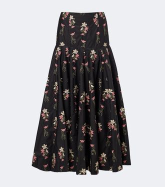 Agua Bendita Nacar embroidered cotton poplin maxi skirt