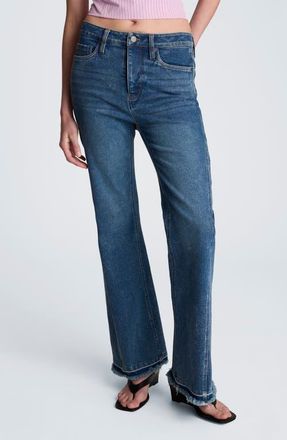 Kenneth Cole High Waist Release Hem Flare Jeans in Baltic Wash at Nordstrom, Size 10
