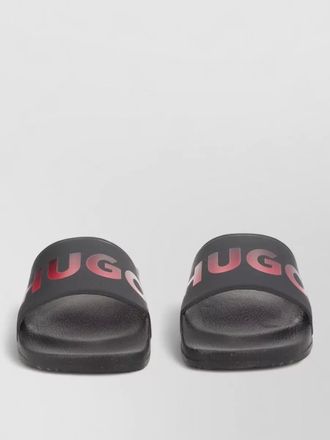 HUGO BOSS logo slides open toe flat sole