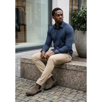 Cast Iron Overhemden, Heren, Blauw, M, Katoen, CF Tech Twill Jersey