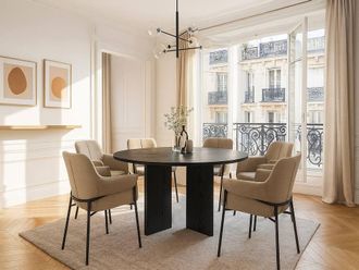 Vente-Unique Round Dining Table Seats 6 - Black - TOPANIA