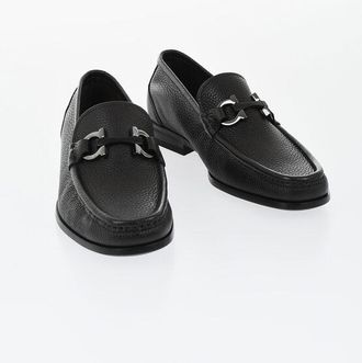 Ferragamo Hammered Leather Loafers GRANDIOSO with Front Bit size 39,5