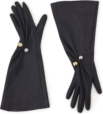 Lanvin Ondine Leather Gloves in Black at Nordstrom, Size 7