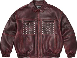 SUPREME SS26 Multi Studded Leather Jacket Burgundy SUP-SS26-353-BGD