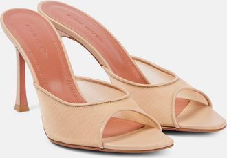 Amina Muaddi Alexa 95 leather-trimmed mesh mules
