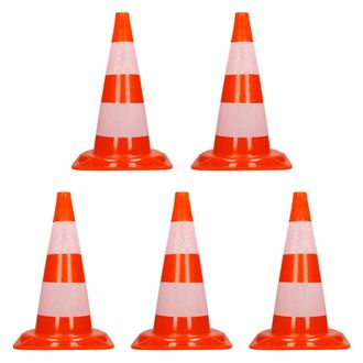 ECD Germany Ecd Germany - 5x Cono De Tr&aacute;fico Obra Pieza De Se&ntilde;alizaci&oacute;n Emergencia Color Naranja Y Blanco 47 Cm De Altura En Pvc Fuerte Y Robusto Pil&oacute;n De Segurid