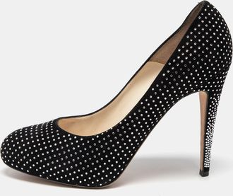 Brian Atwood Black Suede Crystals Embellished Pumps