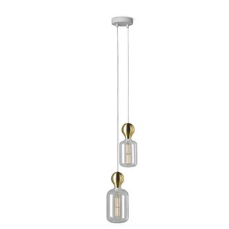 Daylight Italia L&aacute;mpara de techo con 2 pantallas blancas y doradas