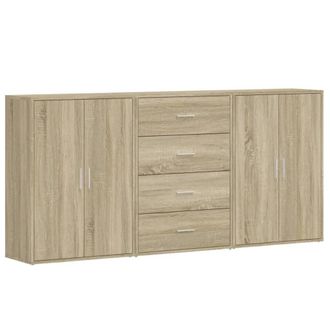 Berkfield Home Sideboards 3 pcs Sonoma Oak 60x31x84 cm Engineered Wood in Light Tan | Size: 60 x 31 x 84 cm