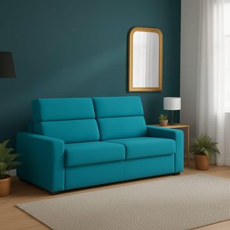 Dmora Dmora - Sof&aacute; Cama 2 Plazas Sonico, Sof&aacute; Convertible Para Sal&oacute;n, Acolchado, Desenfundable, Calidad 100% Made In Italy, 200x95 H100 Cm, Azul Claro