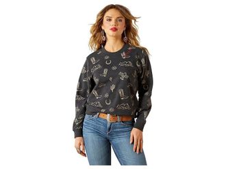 Ariat Essential Crew Sweatshirt Womens Sweatshirt Black Heather : LG, Cotton/Polyester
