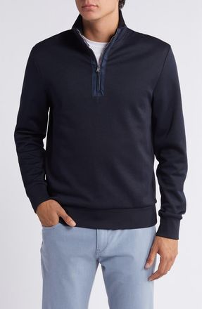 BOSS Sidney Quarter Zip Pullover in Dark Blue at Nordstrom, Size Xx-Large