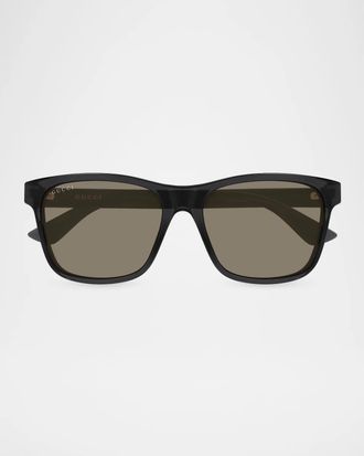 Gucci Men & apos;s GG0746S Gucci Lines Square Injection Sunglasses