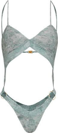Amir Slama x Jade Picon floral cut-out swimsuit - Blue