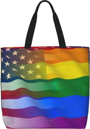 Generic Women Handbag Lgbt Rainbow Flag Women Beach Bag Casual Print Crossbody Bags, For School, Work, Wedding, Swim, Gym