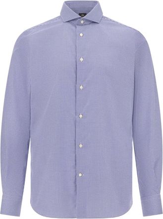 Boggi Milano houndstooth cotton shirt - men - Cotton - 43 - Blue