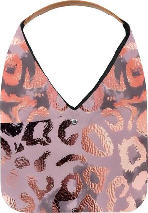 Generic Rose Golden Leopard Pattern Reusable Lightweight Grocery Bags - Foldable Into Compact Pouch, Washable & Sturdy, Multipurpose for Shopping and Travel