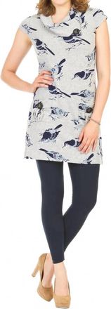 Papillon Bird Drape Collar Dress In Grey