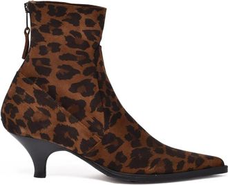 Elena Iachi Leopard Leather Zip Ankle Boots