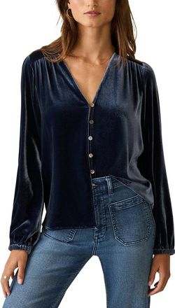 Faherty Stretch Silk-Blend Velvet Rowan Top