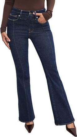 Good American Good Petite Front Seam Flare Jeans in Indigo983 at Nordstrom, Size 12P