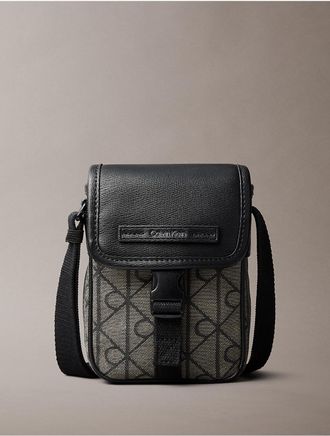 Calvin Klein Mens Emblem Jacquard Reporter Bag - Grey