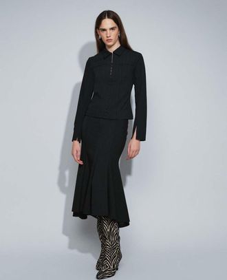 Weekday gonna midi coordinata con fondo a sirena a righe nere-Nero