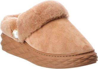 Jimmy Choo London Diamond Maxi/F Suede & Shearling Mule