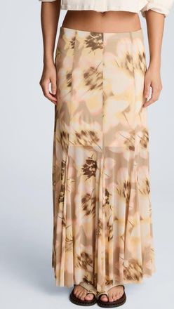 Kenneth Cole Midi Flare Godet Skirt in Pastel Yellow Multi at Nordstrom, Size X-Large