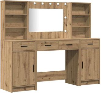 vidaXL Conjunto De Mesa De Tocador Con Caj&oacute;n 3 Pcs Roble Artisan Vidaxl