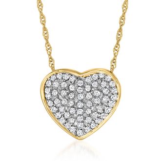Ross-Simons Diamond Heart Pendant Necklace in 14kt Yellow Gold
