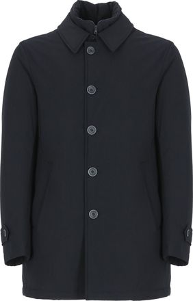 Herno Washington Dark Blue Laminated Bi-Stretch Padded Raincoat