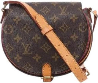 Louis Vuitton Pre-owned Tambourin Monogram Canvas Crossbody Bag - Dames - Vintage Schoudertas - Bruin - ONE Size - Leer - Vintage
