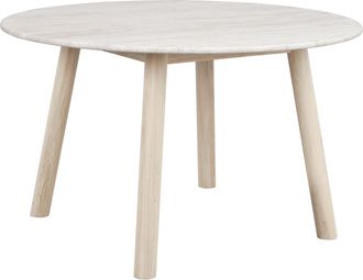 Rowico Runder Design Esstisch Taransay ø 125 cm, Travertin / Eiche Whitewash
