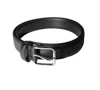 Collective Womens Classic Leather Square Belt In Black