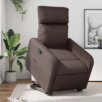 vidaXL Sill&oacute;n Reclinable Elevable Cuero Sint&eacute;tico Marr&oacute;n Vidaxl