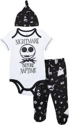 Disney Nightmare Before Christmas Oogie Boogie Bodysuit Pants & Hat Set in White/charcoal at Nordstrom, Size Newborn