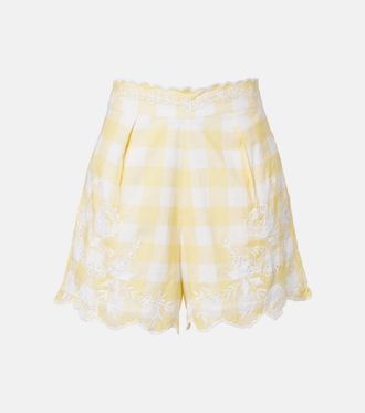 Juliet Dunn Shorts in cotone a quadri con ricamo
