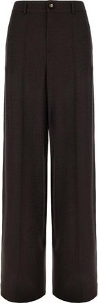 Gucci Wide Trousers, female, Brown, Size: S Horsebit Silk Jacquard Trousers