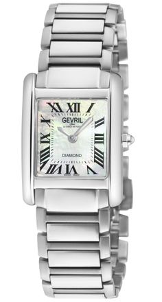 Gevril Group Womens Regina Swiss Watch, White MOP Dial, 316L SS Case, Stainless Steel Bracelet. - Silver - One Size