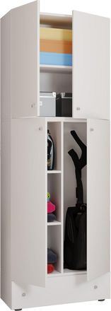 ebuy24 Vcm Gabinete De Escoba De Madera 6 Compartimentos Dimensiones: Al. 200 X An. 70 X T. 39 Cm Gabinete Para El Hogar Armario Multiusos Caj&oacute;n Extra - Lona